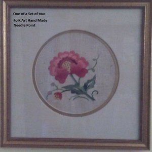 Vintage folk art needle point embroidery